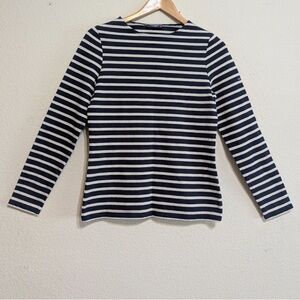 Saint James Navy and White Striped Heavyweight Cotton Classic Sailor Shirt